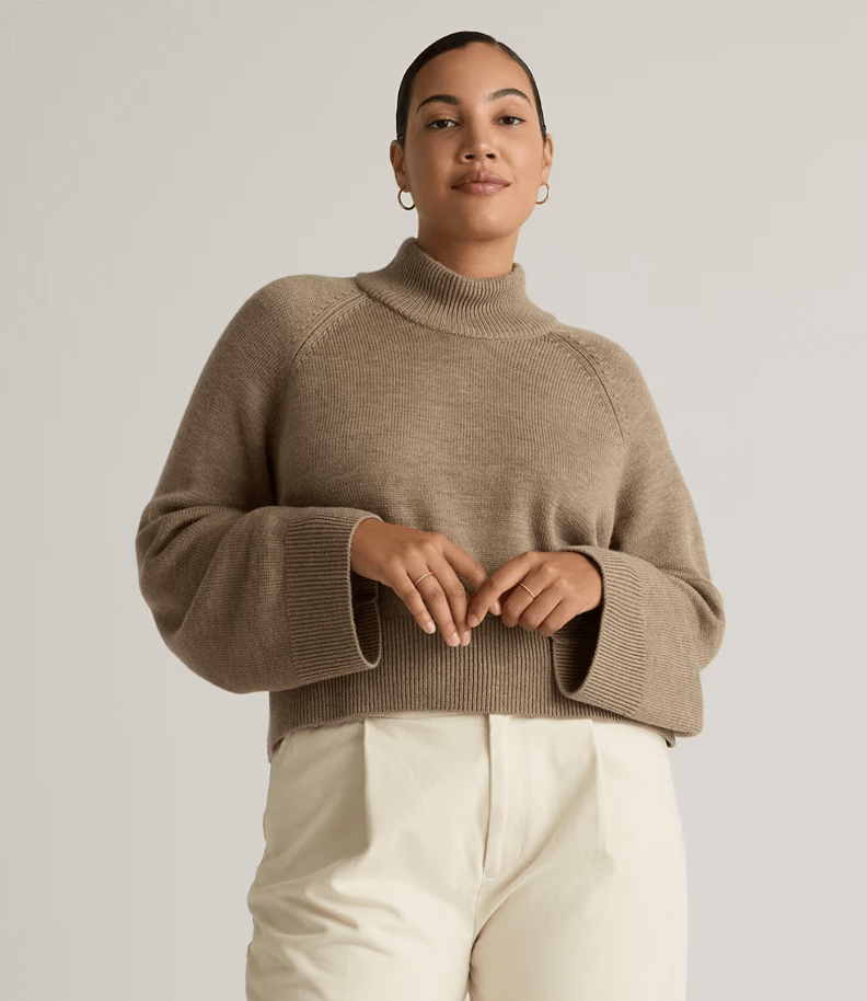 Australian Merino Wool Cropped Mock Neck Sweater